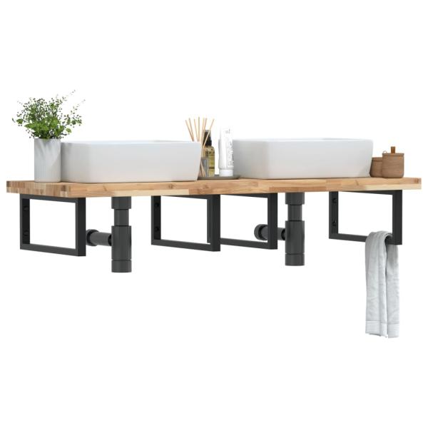 ARDEBO.de - Waschbeckenregal Wandmontage Stahl und Akazienholz
