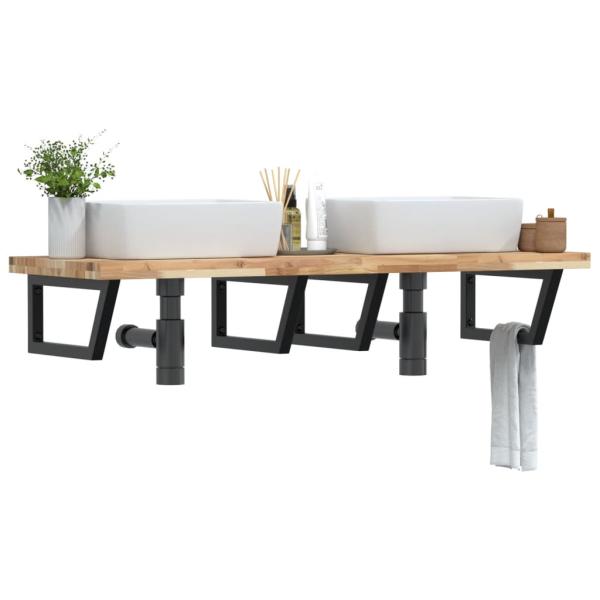 ARDEBO.de - Waschbeckenregal Wandmontage Stahl und Akazienholz