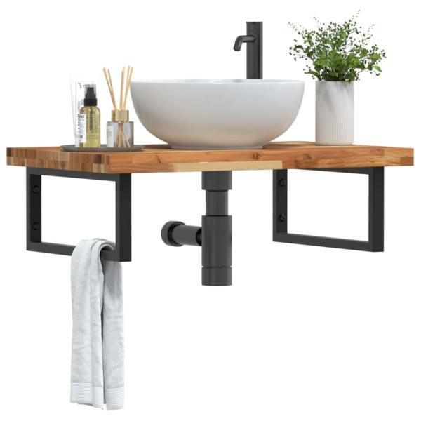 ARDEBO.de - Waschbeckenregal Wandmontage Stahl und Akazienholz