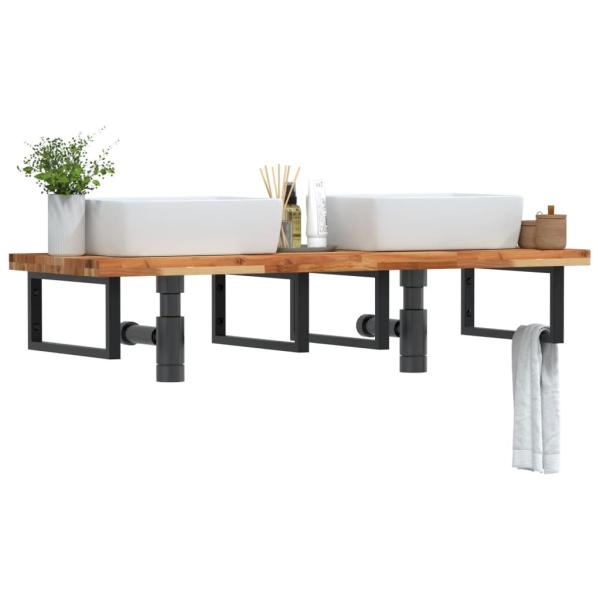 ARDEBO.de - Waschbeckenregal Wandmontage Stahl und Akazienholz