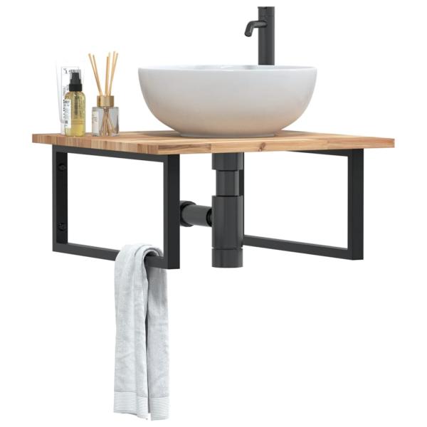 ARDEBO.de - Waschbeckenregal Wandmontage Stahl und Akazienholz
