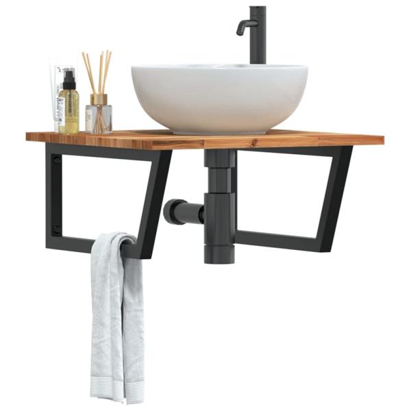 ARDEBO.de - Waschbeckenregal Wandmontage Stahl und Akazienholz