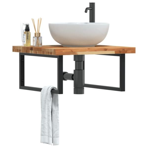 ARDEBO.de - Waschbeckenregal Wandmontage Stahl und Akazienholz