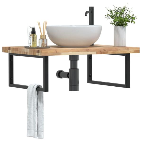 ARDEBO.de - Waschbeckenregal Wandmontage Stahl und Akazienholz