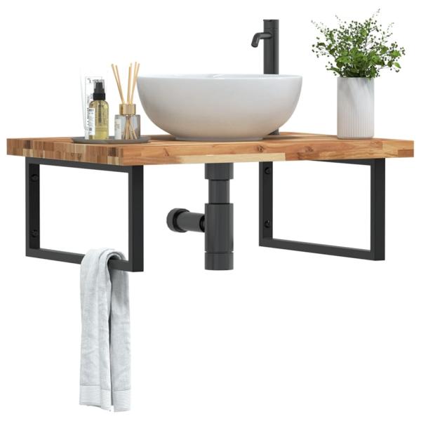 ARDEBO.de - Waschbeckenregal Wandmontage Stahl und Akazienholz