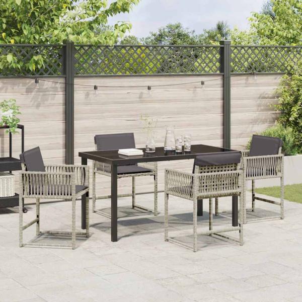 Garten Essgruppe 5 pcs Hellgrau Poly-Rattan