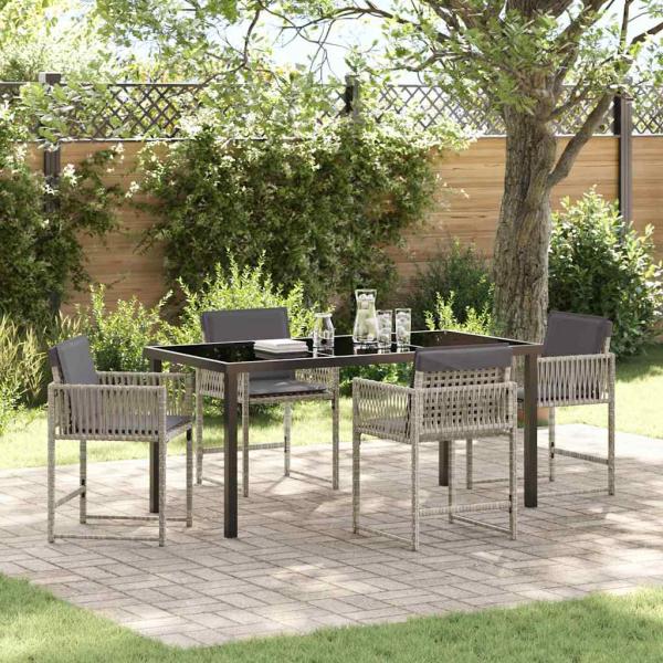 ARDEBO.de - Garten Essgruppe 5 pcs Hellgrau Poly-Rattan