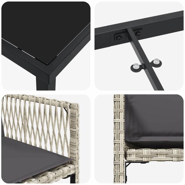 Garten Essgruppe 5 pcs Hellgrau Poly-Rattan