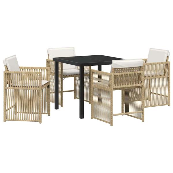 Garten Essgruppe 5 pcs Beige Poly-Rattan