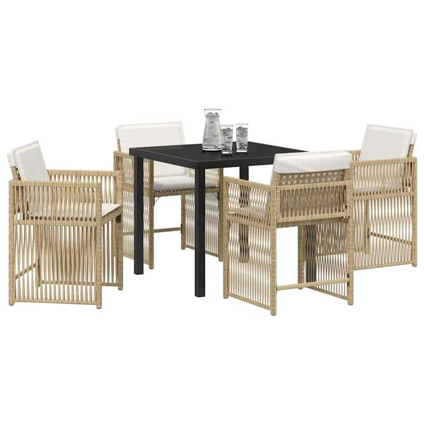 Garten Essgruppe 5 pcs Beige Poly-Rattan