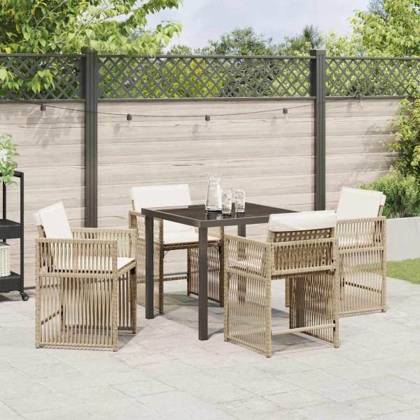 Garten Essgruppe 5 pcs Beige Poly-Rattan