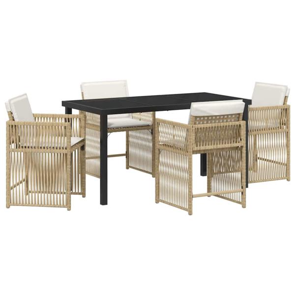 Garten Essgruppe 5 pcs Beige Poly-Rattan