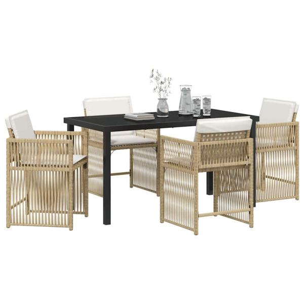 Garten Essgruppe 5 pcs Beige Poly-Rattan