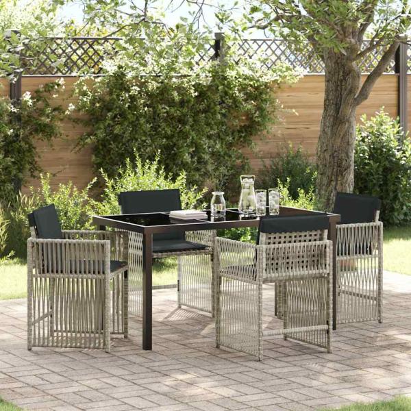 ARDEBO.de - Garten Essgruppe 5 pcs Hellgrau Poly-Rattan
