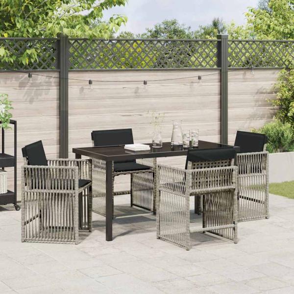 Garten Essgruppe 5 pcs Hellgrau Poly-Rattan