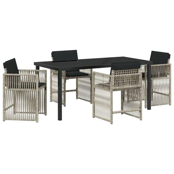 ARDEBO.de - Garten Essgruppe 5 pcs Hellgrau Poly-Rattan