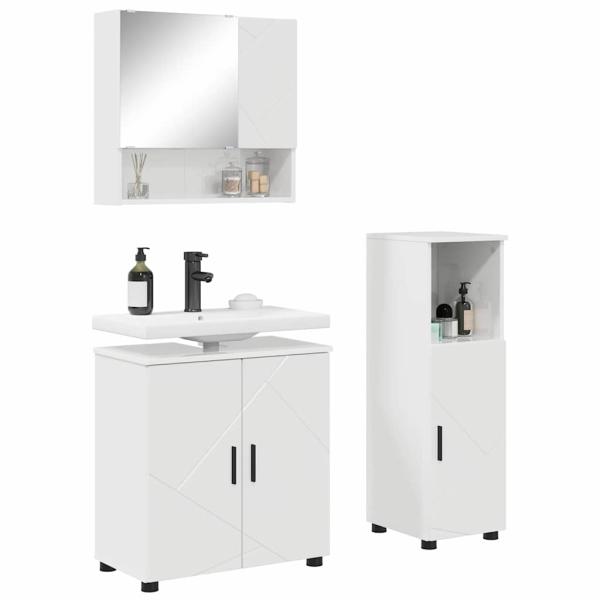 Badezimmermöbel Set 3 pcs Hochglanz-Weiß 61 x 35 x 64 cm