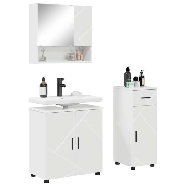 Badezimmermöbel Set 3 pcs Hochglanz-Weiß 61 x 35 x 64 cm