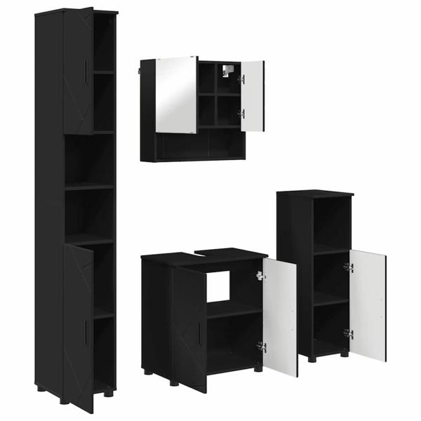 ARDEBO.de - Badezimmermöbel Set 4 pcs Schwarz 61 x 35 x 64 cm Holzwerkstoff