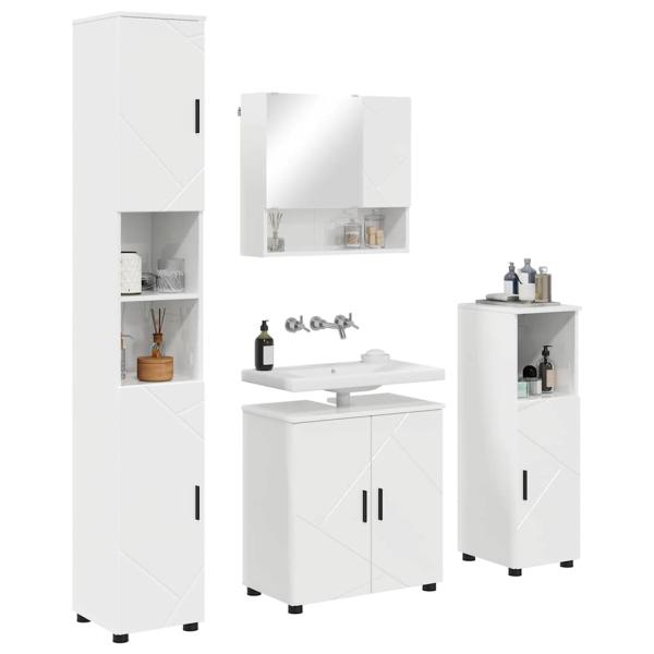 Badezimmermöbel Set 4 pcs Hochglanz-Weiß 61 x 35 x 64 cm