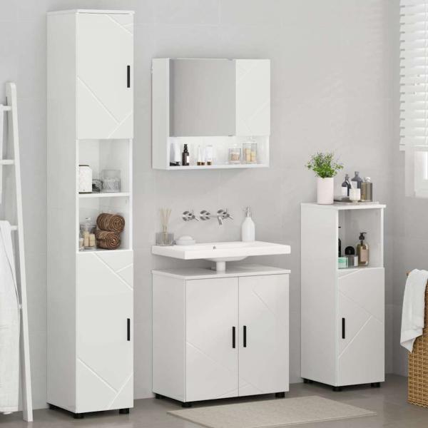 Badezimmermöbel Set 4 pcs Hochglanz-Weiß 61 x 35 x 64 cm