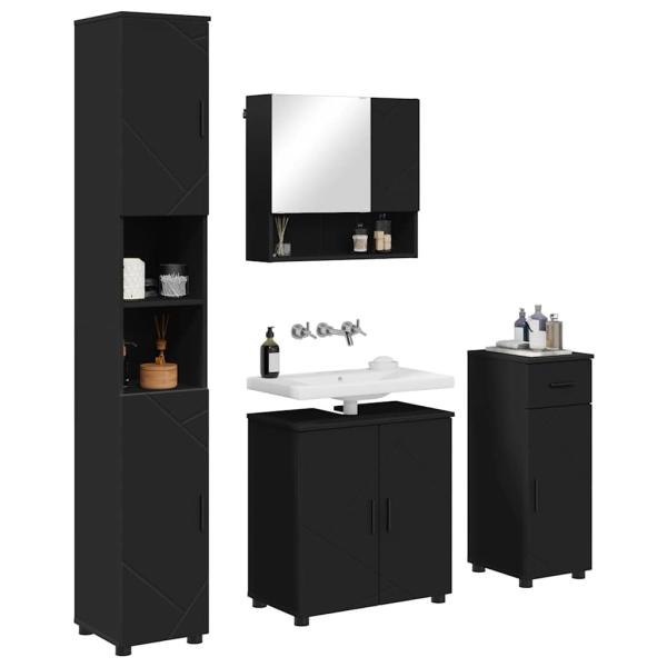 Badezimmermöbel Set 4 pcs Schwarz 61 x 35 x 64 cm Holzwerkstoff