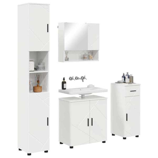 Badezimmermöbel Set 4 pcs Hochglanz-Weiß 61 x 35 x 64 cm