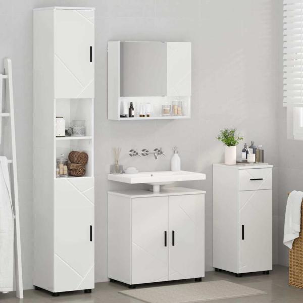Badezimmermöbel Set 4 pcs Hochglanz-Weiß 61 x 35 x 64 cm