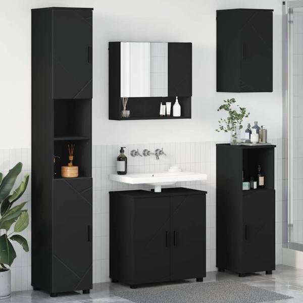 ARDEBO.de - Badezimmermöbel Set 5 pcs Schwarz 61 x 35 x 64 cm Holzwerkstoff
