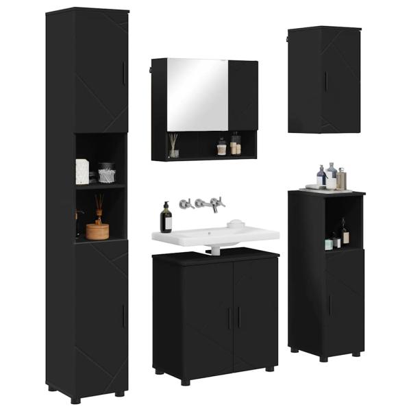 Badezimmermöbel Set 5 pcs Schwarz 61 x 35 x 64 cm Holzwerkstoff