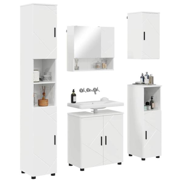 Badezimmermöbel Set 5 pcs Hochglanz-Weiß 61 x 35 x 64 cm