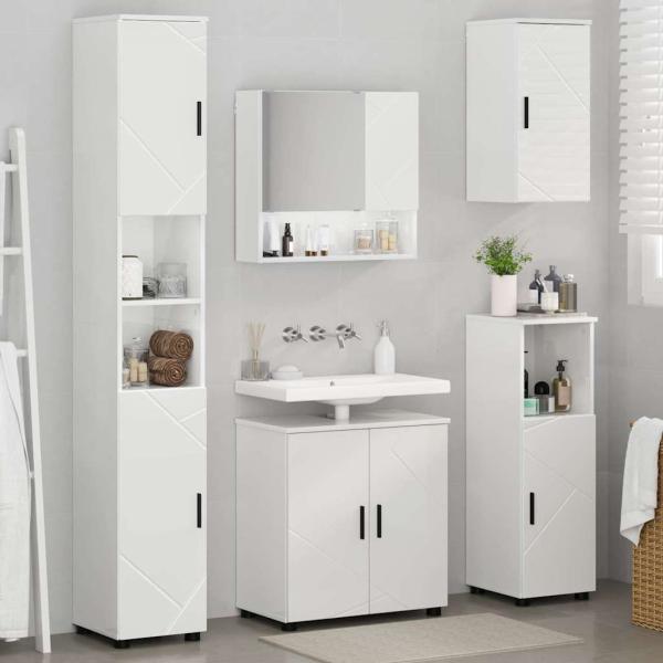 Badezimmermöbel Set 5 pcs Hochglanz-Weiß 61 x 35 x 64 cm