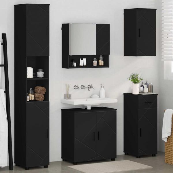Badezimmermöbel Set 5 pcs Schwarz 61 x 35 x 64 cm Holzwerkstoff