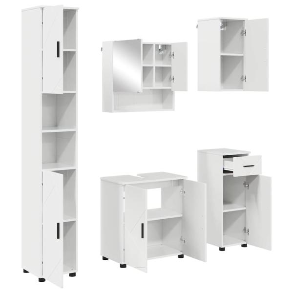 Badezimmermöbel Set 5 pcs Hochglanz-Weiß 61 x 35 x 64 cm