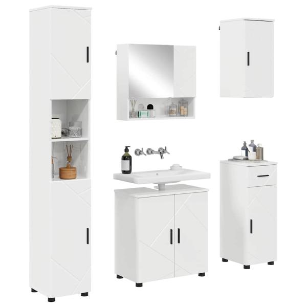 Badezimmermöbel Set 5 pcs Hochglanz-Weiß 61 x 35 x 64 cm