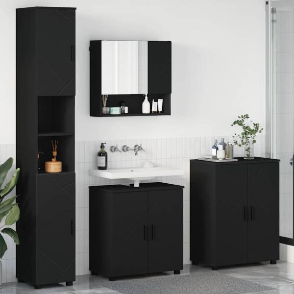 ARDEBO.de - Badezimmermöbel Set 4 pcs Schwarz 61 x 35 x 64 cm Holzwerkstoff