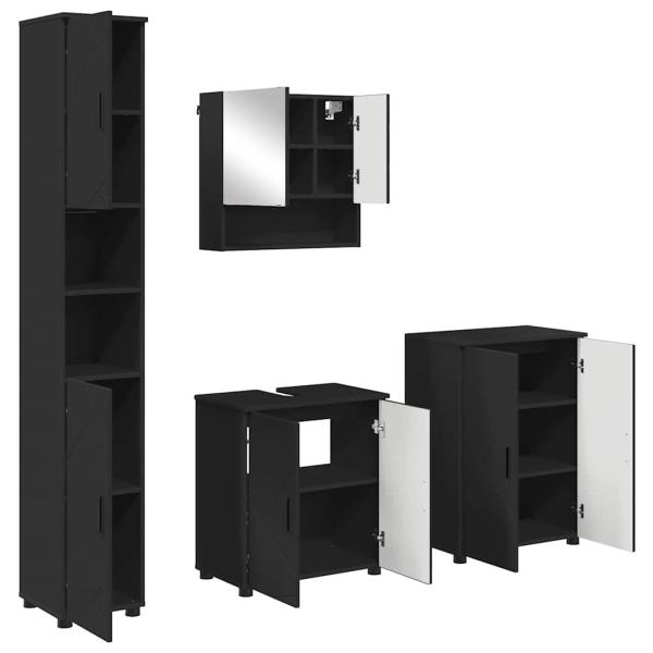 Badezimmermöbel Set 4 pcs Schwarz 61 x 35 x 64 cm Holzwerkstoff