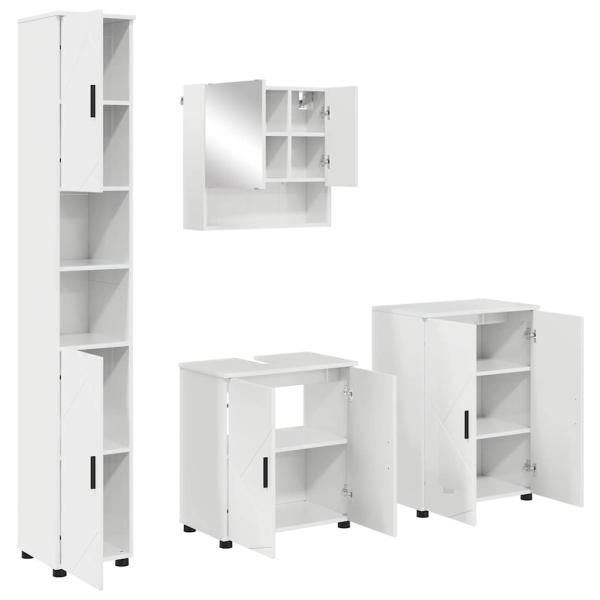 Badezimmermöbel Set 4 pcs Hochglanz-Weiß 61 x 35 x 64 cm