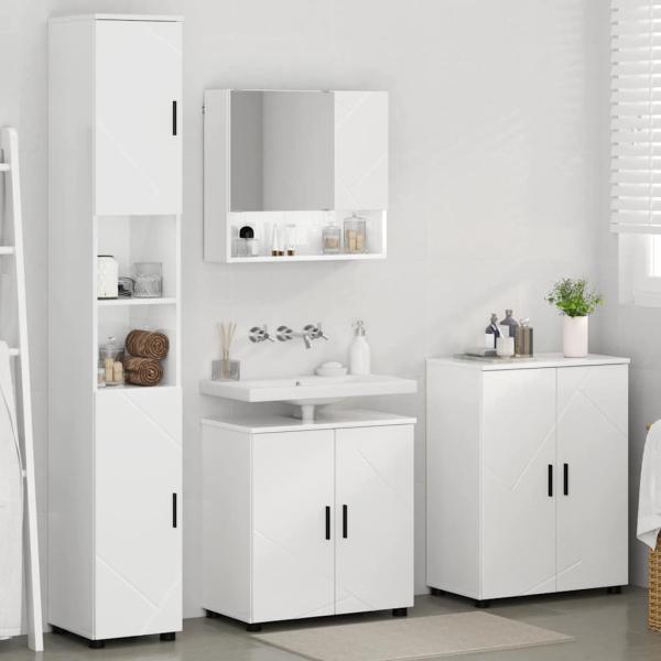 Badezimmermöbel Set 4 pcs Hochglanz-Weiß 61 x 35 x 64 cm