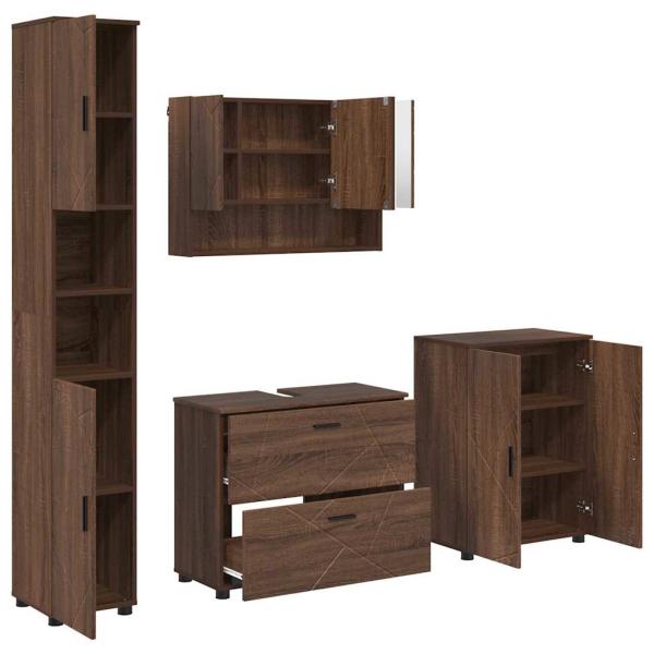 Badezimmermöbel Set mit Tür 4 pcs Braune Eiche 30 x 35 x 192 cm