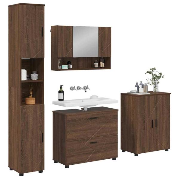 Badezimmermöbel Set mit Tür 4 pcs Braune Eiche 30 x 35 x 192 cm