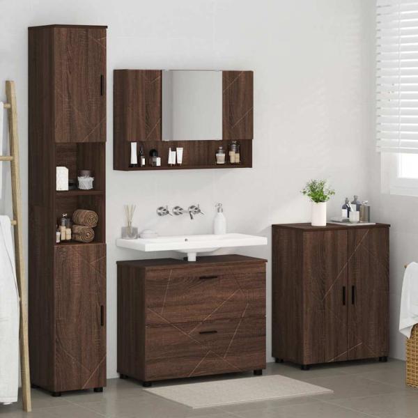 Badezimmermöbel Set mit Tür 4 pcs Braune Eiche 30 x 35 x 192 cm