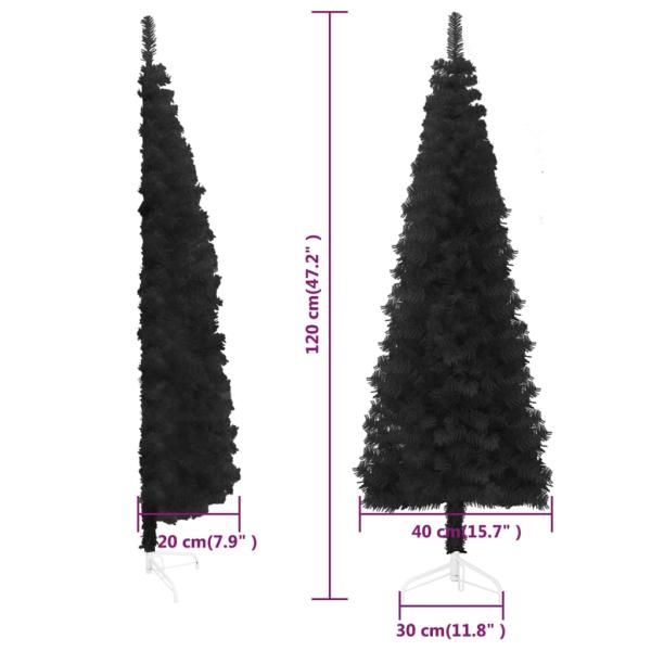 Künstlicher Halb-Weihnachtsbaum Ständer Schlank Schwarz 120 cm