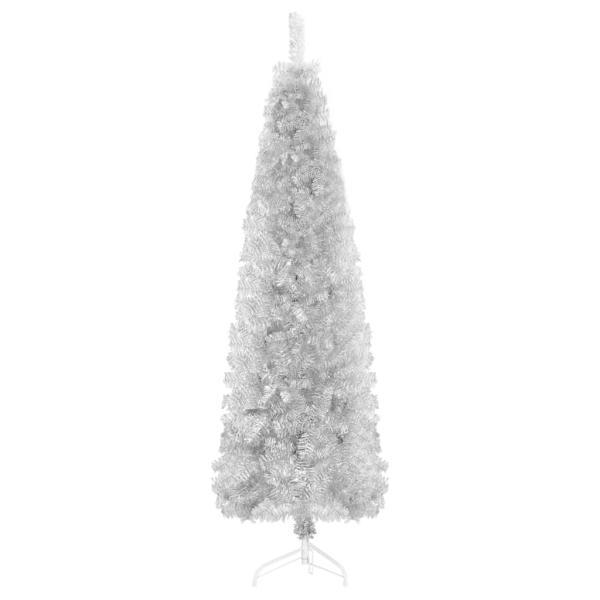 Künstlicher Halb-Weihnachtsbaum Ständer Schlank Silbern 150 cm