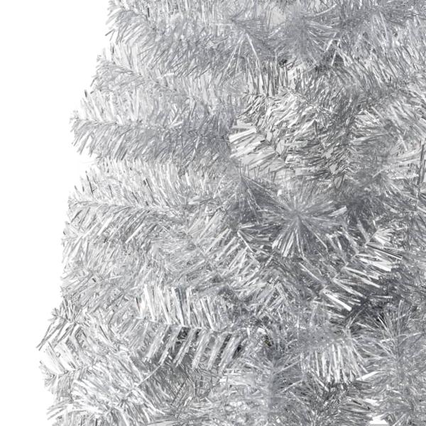Künstlicher Halb-Weihnachtsbaum Ständer Schlank Silbern 150 cm