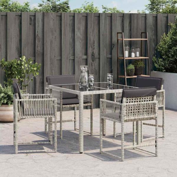 Gartenstühle mit Kissen 4 Stk. Hellgrau Poly Rattan
