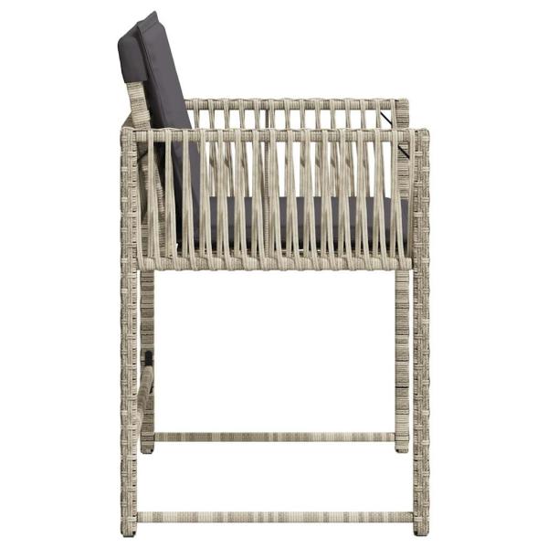 Gartenstühle mit Kissen 4 Stk. Hellgrau Poly Rattan