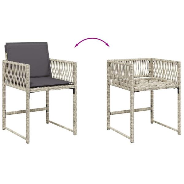 Gartenstühle mit Kissen 4 Stk. Hellgrau Poly Rattan