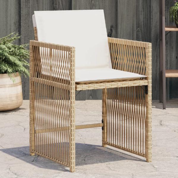 ARDEBO.de - Gartenstühle mit Kissen 4 Stk. Beige Poly Rattan