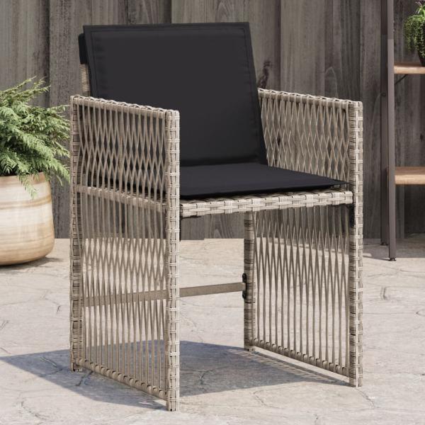 ARDEBO.de - Gartenstühle mit Kissen 4 Stk. Hellgrau Poly Rattan